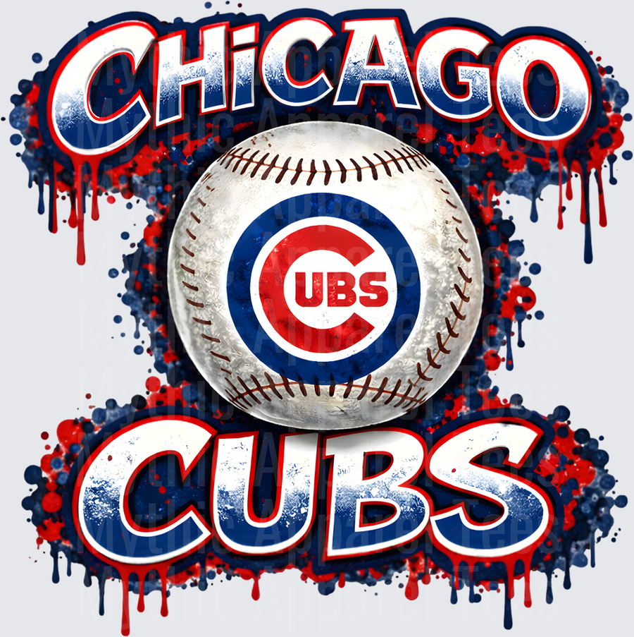 MLB Transfers Chicago Cubs Baseball with Paint Splatter Effect