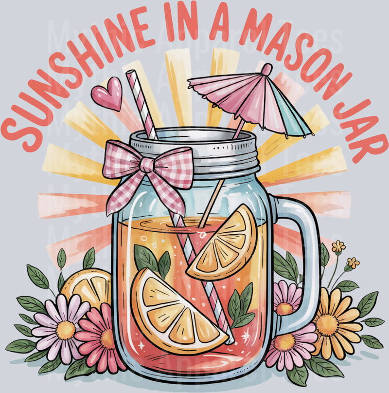 Sunshine In A Mason Jar DTF Tea Transfers