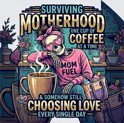 Sarcastic Skull Mom Surviving Motherhood One Cup of Coffee at a Time