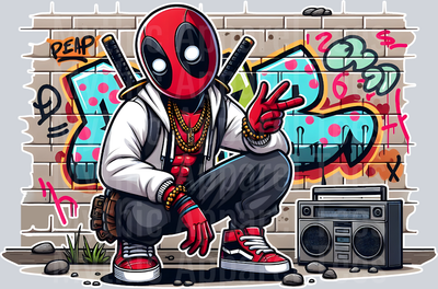 Deadpool Boombox Graffiti DTF Pop Culture Transfers