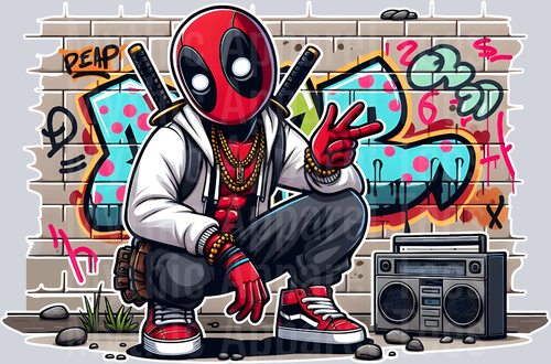 Deadpool Boombox Graffiti DTF Pop Culture Transfers