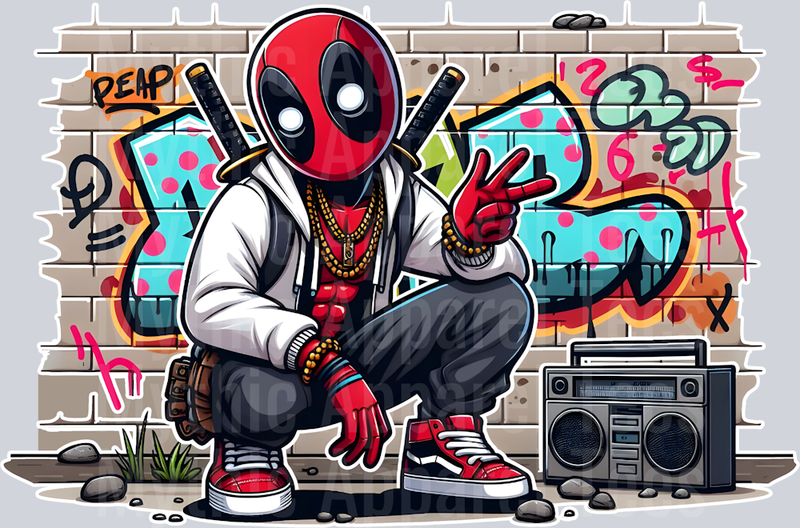Deadpool Boombox Graffiti DTF Pop Culture Transfers