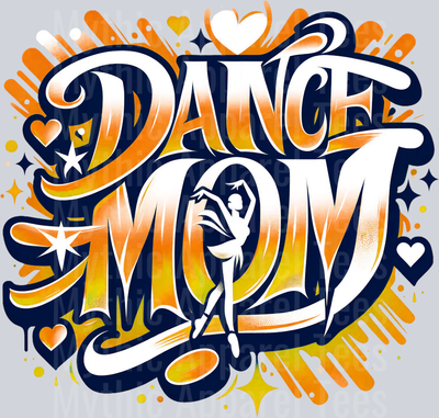 001 Dance Mom 1 Airbrushed Orange DTF Dance Mom Transfers