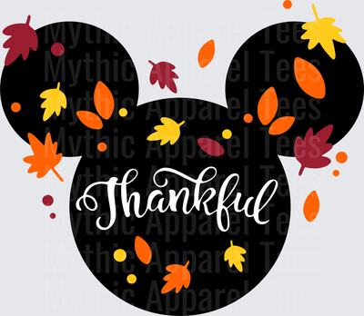 Disney Fall and Thanksgiving Mickey Mouse Thankful Autumn Leaves Silhouette