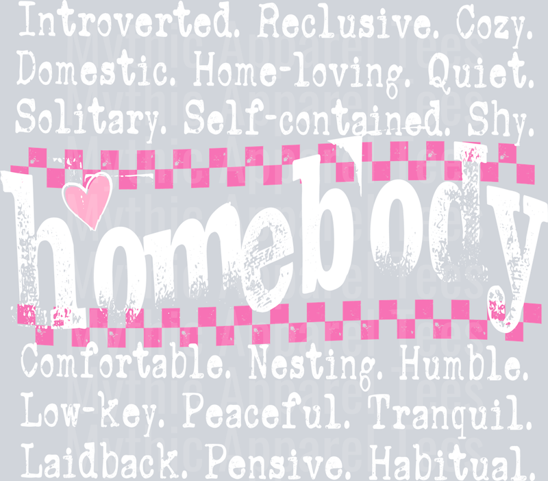 Homebody Checkered Words with White Text DTF Sassy Transfers