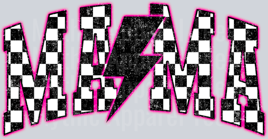 Pink Neon Checkered Mama