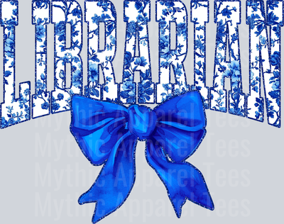 Blue Librarian College Font Floral Teacher Design