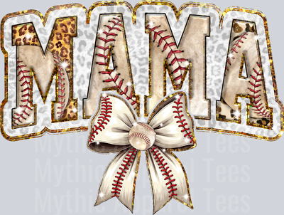 Baseball glitter mama with glitter colors cute DTF Sports Transfers