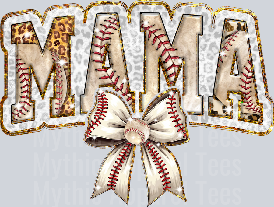Baseball glitter mama with glitter colors cute DTF Sports Transfers