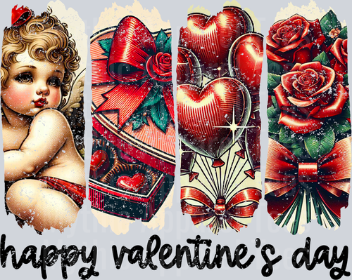 Happy Valentines Day Cupid Roses Style Combo Valentines Day Design