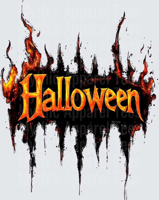 Halloween Gothic Witches Flaming Fire Text Dark Drip Design