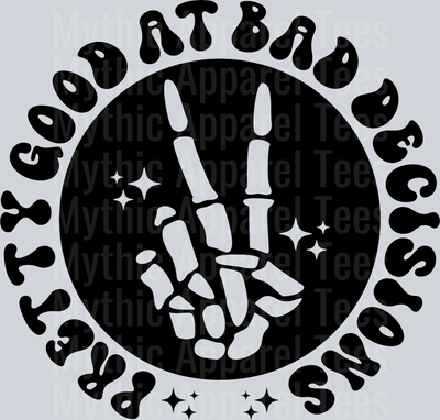 Pretty Good At Bad Decisions Pocket Pocket Funny Wavy Retro Words Black