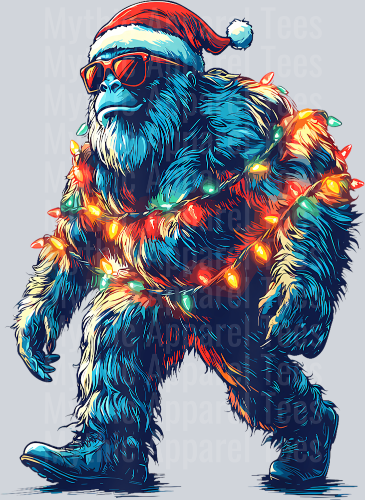 16 Santa Bigfoot Christmas Lights Xmas Sasquatch Lovers Pajama T-Shirt