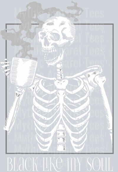 Black like my soul skelly steaming coffee cup DTF Coffee Transfers