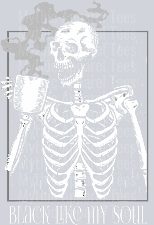Black like my soul skelly steaming coffee cup DTF Coffee Transfers