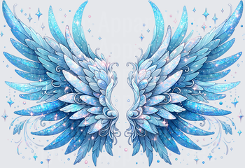 Angel Wings Sparkly Blue Glitter Celestial Feathered Wings