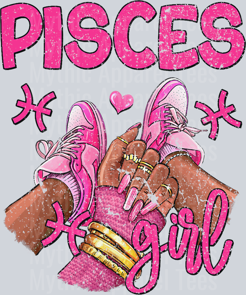 Pisces Girl Birthday Queen Women Sneakers Zodiac Sign DTF Sneaker Transfers