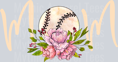 MOM milky baseball with flowers DTF Baseball Transfers