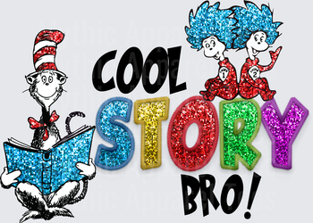 Cat in the Hat Reading Glitter Book with Thing 1 and Thing 2 Cool Story Bro Multicolor Glitter Letters