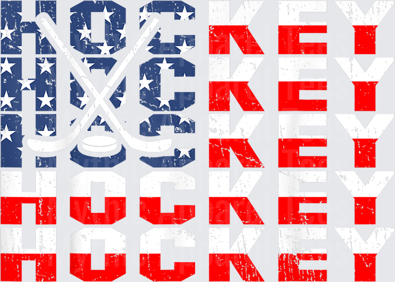 Ice Hockey Patriotic USA Flag Stars Stripes Distressed Word Art