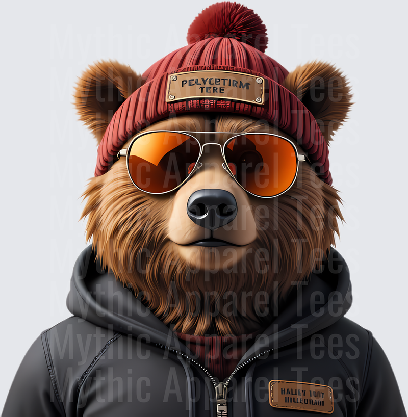 NFL Mascots Cool Bear Aviators Red Pom Beanie Hoodie