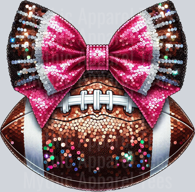 Sequin Football Pink and White School Spirit & Sports