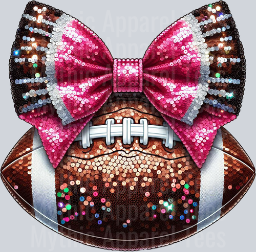 Sequin Football Pink and White School Spirit & Sports