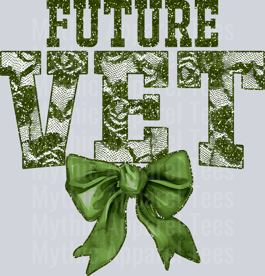 Olive Green Lace Future Vet St Patrick's Day College Font Floral and shamrock pattern