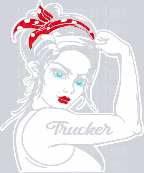Trucker Sassy Girl with red bandanna DTF Trucker Transfers