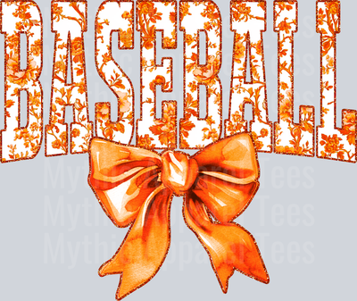 Orange Baseball College Font Floral Pattern School Spirit & Sports