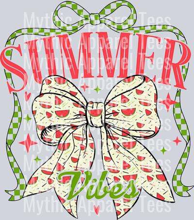 Coquette Bow Summer Vibes Watermelon 3  Summer Transfer