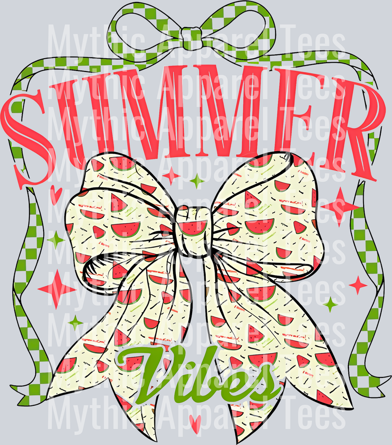 Coquette Bow Summer Vibes Watermelon 3  Summer Transfer