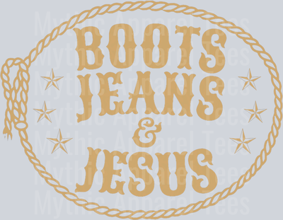 Boots Jeans and Jesus Religious DTF Western Transfers