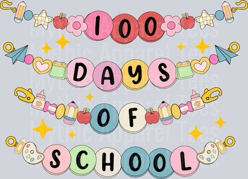 100 Days of School Friendship Bracelet DTF 100 Days Of School Transfers