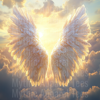 Angel Wings Glowing Golden Heavenly Sky Feathered Wings