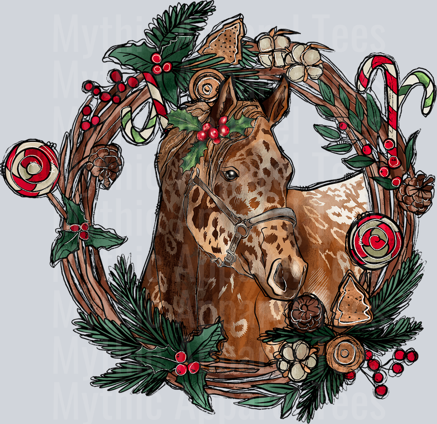 Horse Wreath DTF Western Christmas Transfers