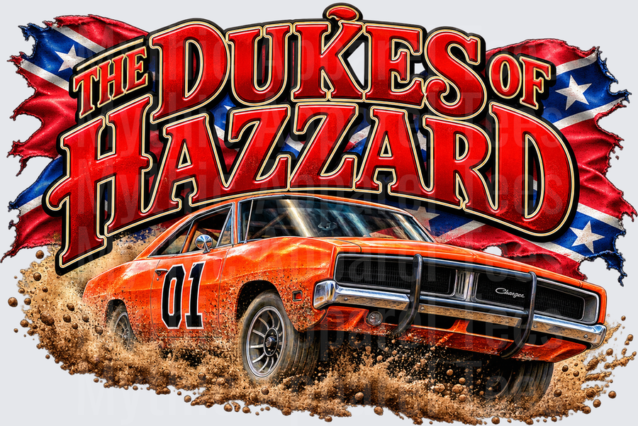 The Dukes of Hazzard General Lee 01 Orange Dodge Charger Mud Slinging Confederate Flag Bold Retro Graphic