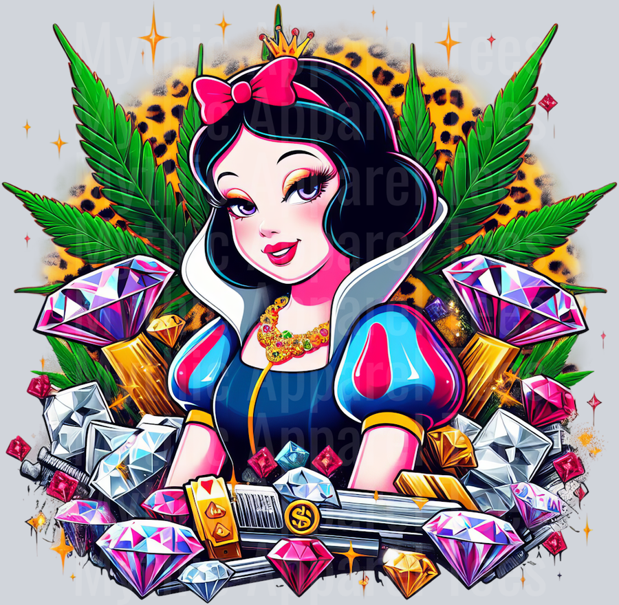 Snow White 2 Weed Plant Cheeta Print Jewels Smoking Weed DTF Weed Transfers
