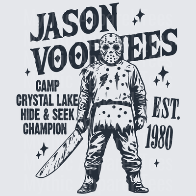 Jason Voorhees Camp Crystal Lake Hide & Seek Champion Est. 1980 Friday the 13th Horror Graphic