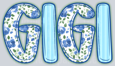 GiGi Light Blue Floral DTF GiGi Transfers