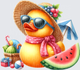 Rubber Duck in Sunhat with Sunglasses Summer Beach Watermelon