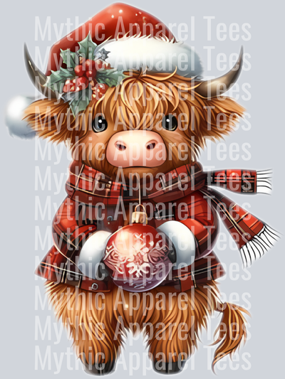 Highland Cow Ornament Christmas - Highland Cow Christmas Design