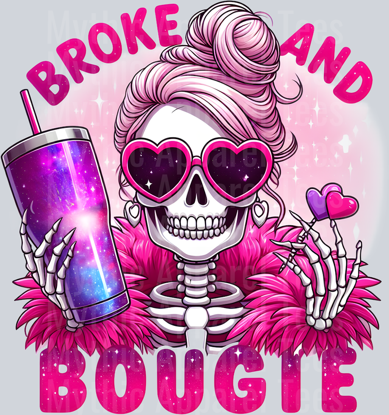 Broke and Bougie cup and bun DTF Skull Transfers