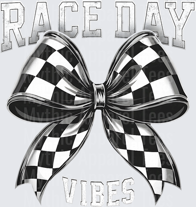 Race Day Vibes Black and White Checkered Flag Bow