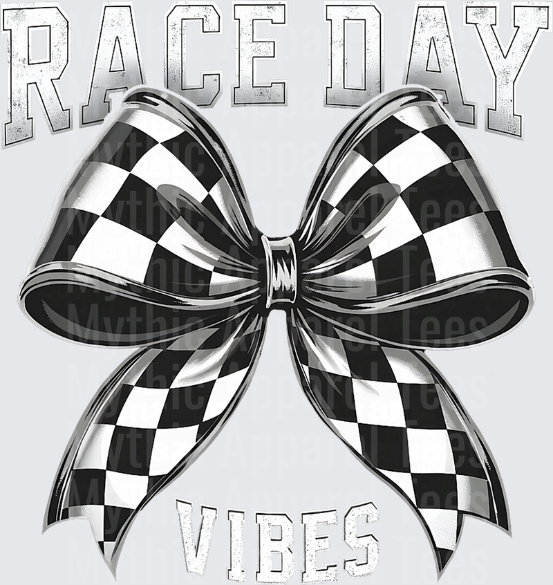 Race Day Vibes Black and White Checkered Flag Bow