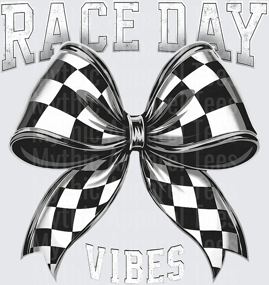 Race Day Vibes Black and White Checkered Flag Bow