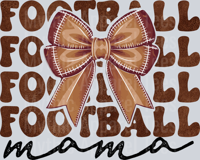 football MAMA 3 with ribbon and script brown letters  DTF Football Transfers