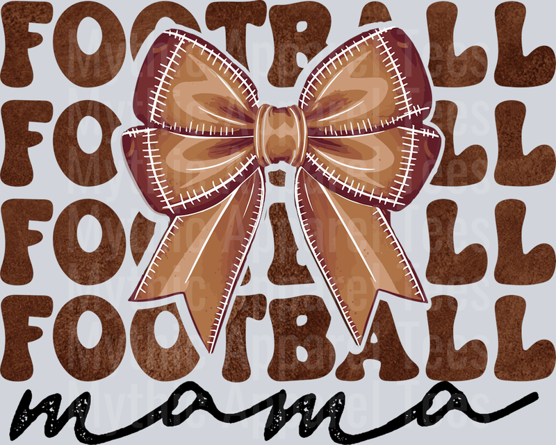 football MAMA 3 with ribbon and script brown letters  DTF Football Transfers