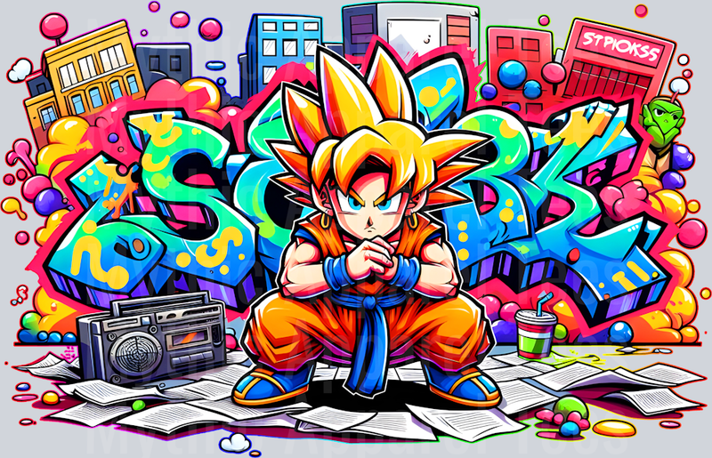 Goku Dragon Ball Z Graffiti DTF Pop Culture Transfers