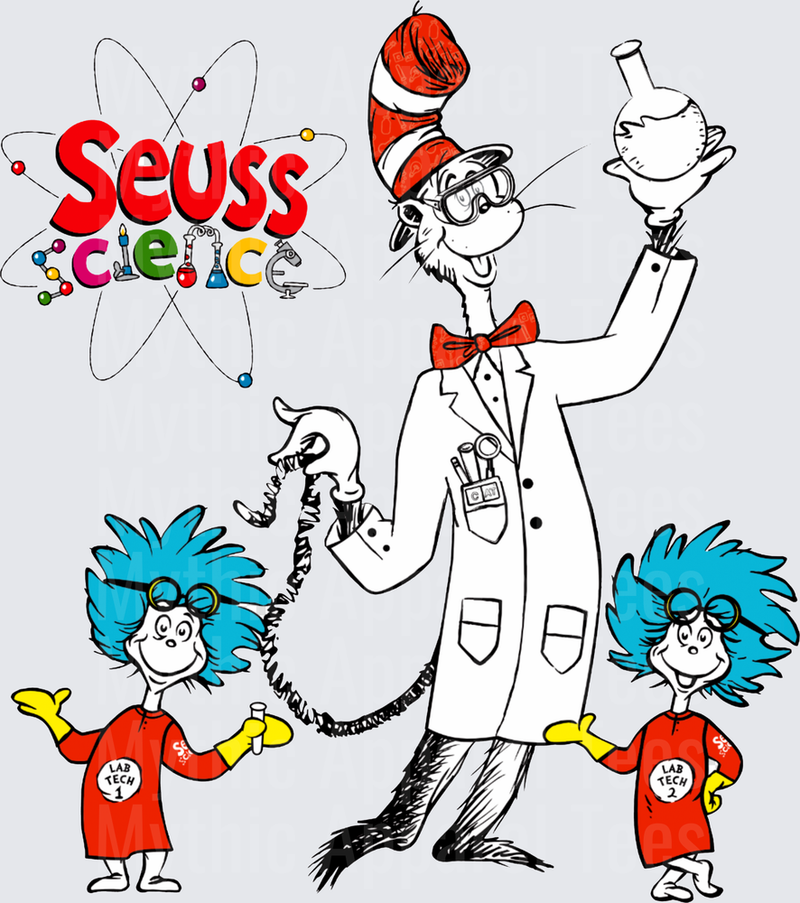 Seuss Science Cat in the Hat Mad Scientist with Thing 1 and Thing 2 Lab Techs